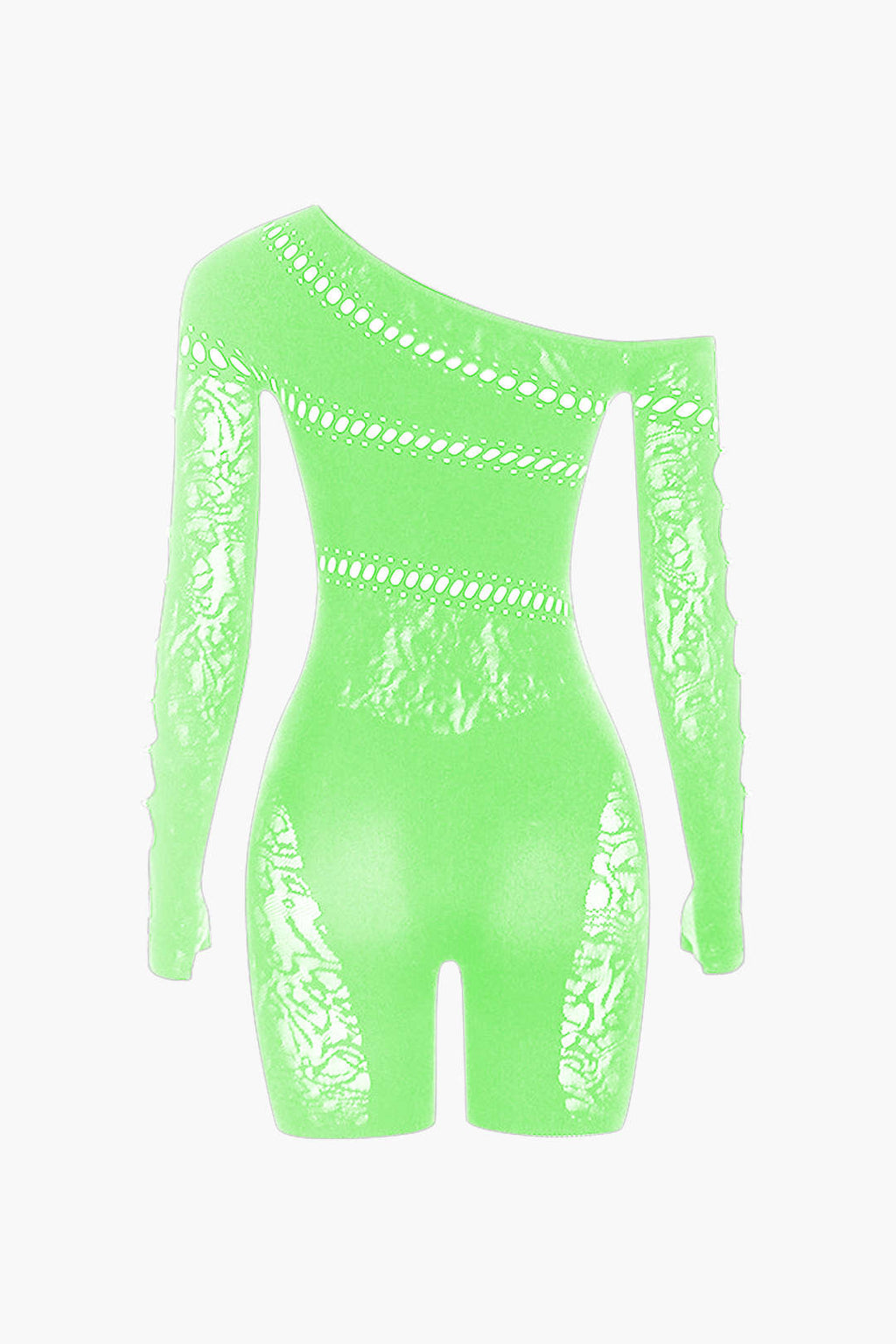 Tek Omuzlu Dantelli Tulum