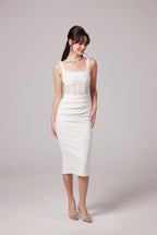Elegant Beyaz Midi Elbise