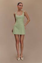 ROF Beth Tüvit Mini Elbise - Pastel Yeşil