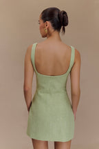 ROF Beth Tüvit Mini Elbise - Pastel Yeşil