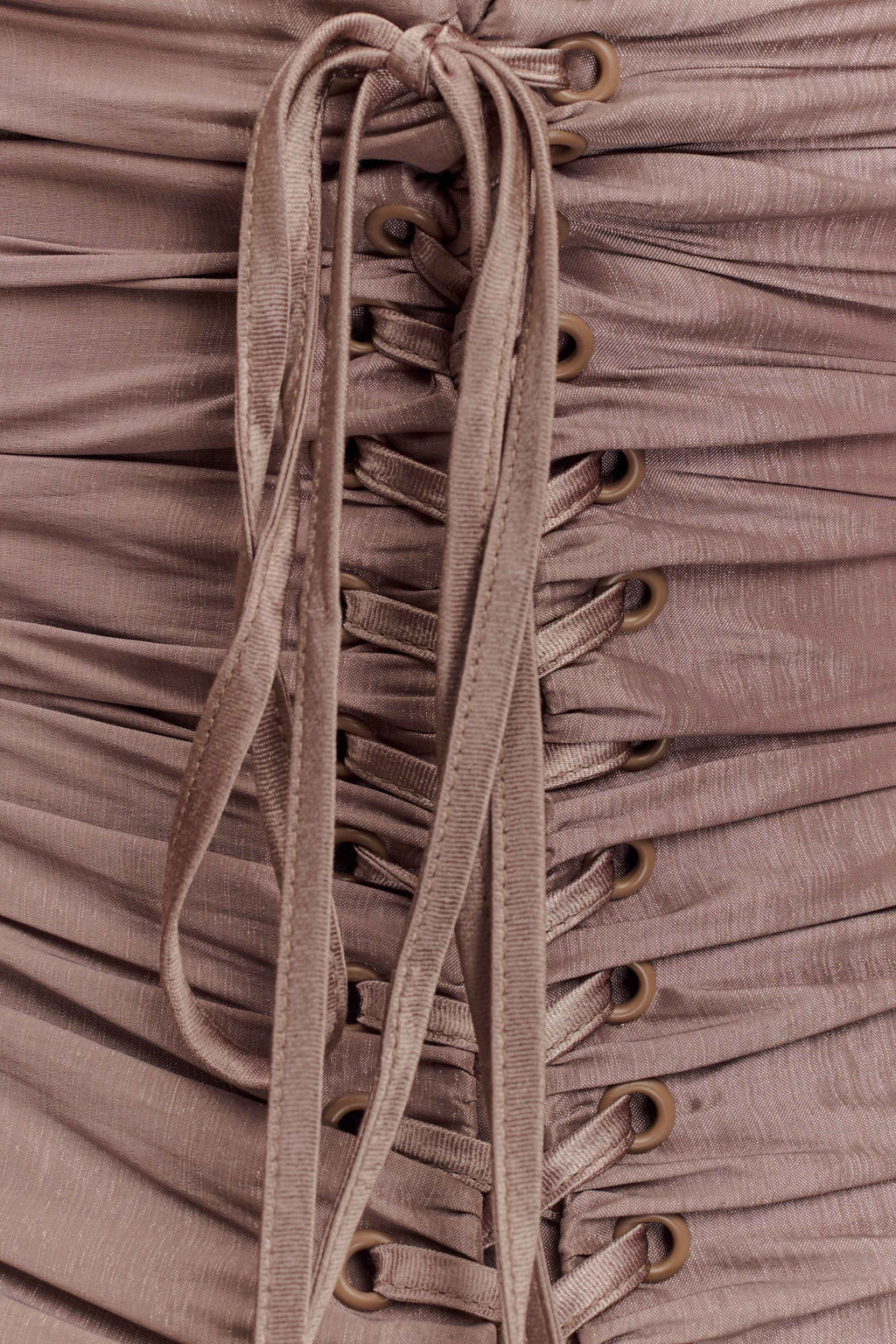 ROF Serena Straplez Tafta Maxi Elbise - Bronz Taupe
