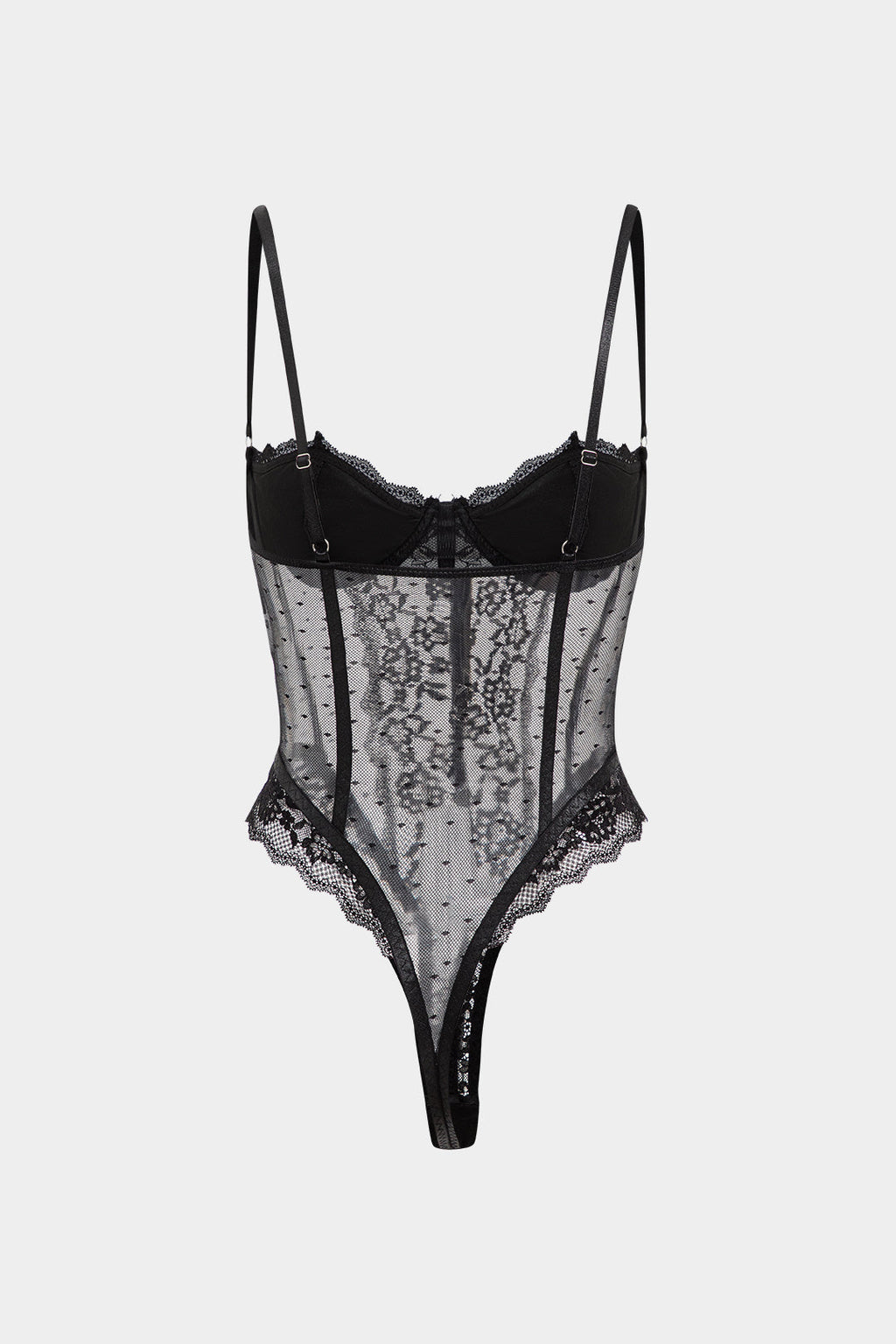 Dantel Sırt Açık Bustiyer Korsaj Askılı Bodysuit