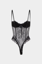 Dantel Sırt Açık Bustiyer Korsaj Askılı Bodysuit