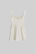 Fitted Bodice ile Dokulu Kolsuz Mini Elbise