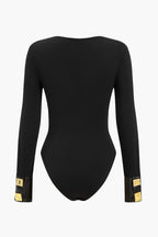 Shapewear deri Düğmeli Bodysuit