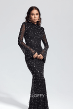 Andie Strasslı Bodycon Uzun Kollu Maxi Elbise