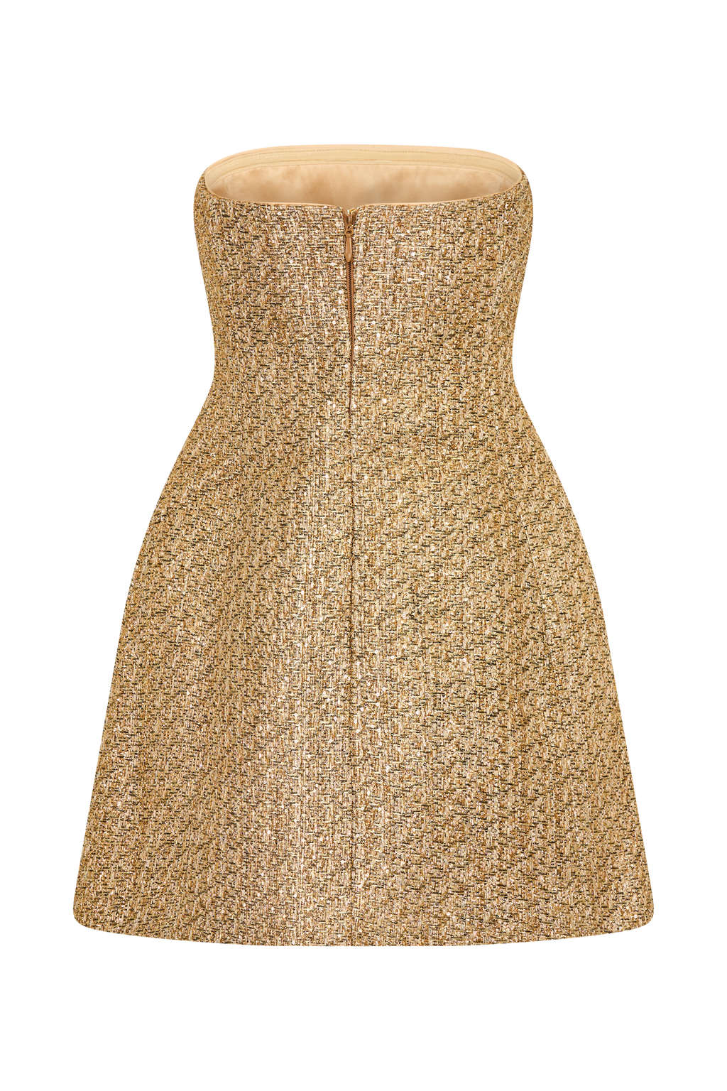 ROF Gala Straplez Tüvit Mini Elbise - Gold