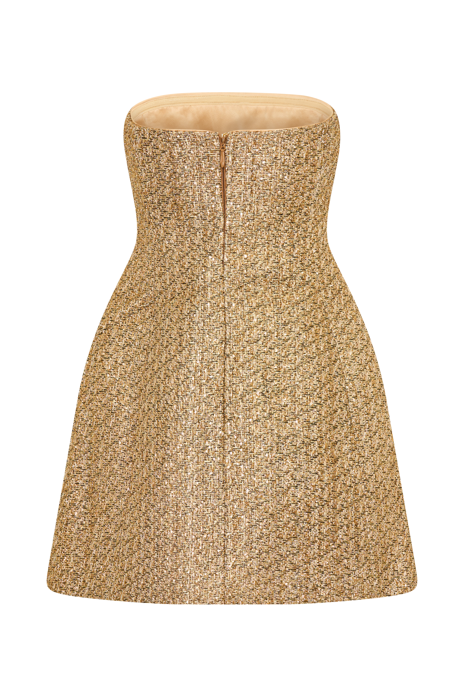 ROF Gala Straplez Tüvit Mini Elbise - Gold