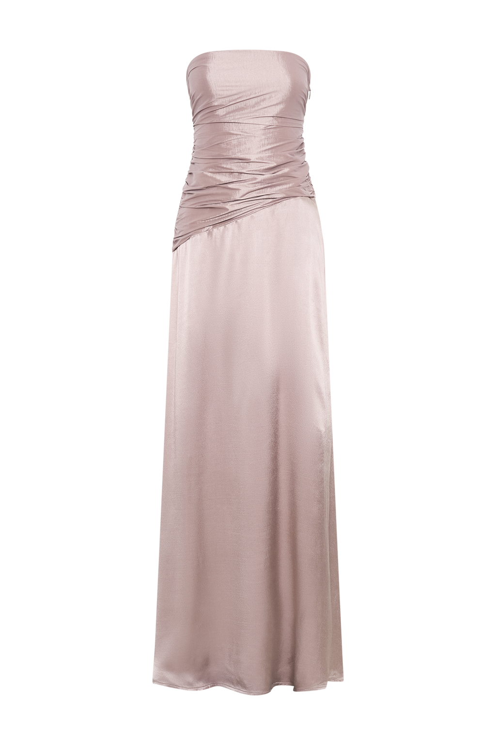 ROF Serena Straplez Tafta Maxi Elbise - Bronz Taupe