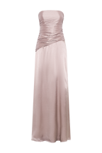 ROF Serena Straplez Tafta Maxi Elbise - Bronz Taupe