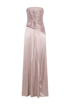ROF Serena Straplez Tafta Maxi Elbise - Bronz Taupe