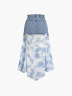 Patchwork Batik Denim Maxi Etek