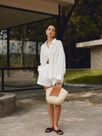 İki Renkli Hasır Çanta