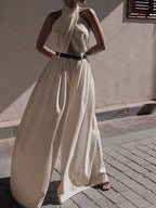 Çapraz Askılı Sırtı Açık Kemersiz Tulum