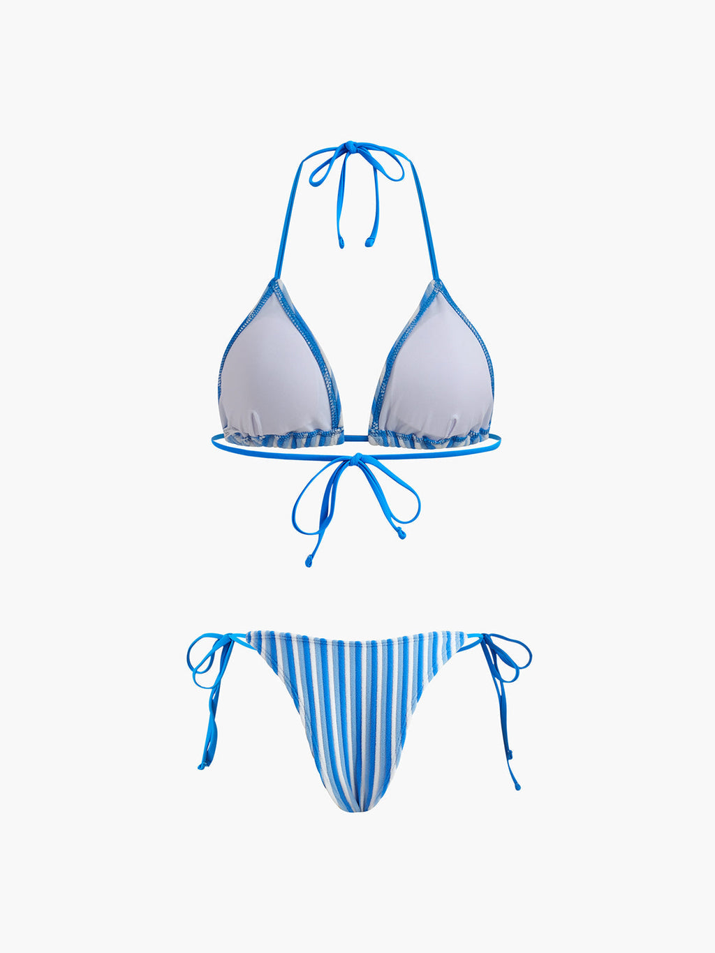 Halter Üçgen Çizgili Bikini Takımı