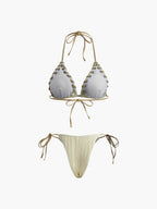 Grommet Bağcıklı Dantelli Bikini Takımı