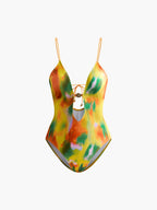 Kesik Metal Baskılı Tek Parça Mayo