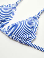 Halter Çizgili Çıkarılabilir Pedli Bikini Seti