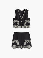 İşlemeli Etek Bluz Set Takım