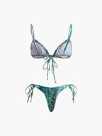 Çiçekli Önden Bağlamalı Bikini Takımı