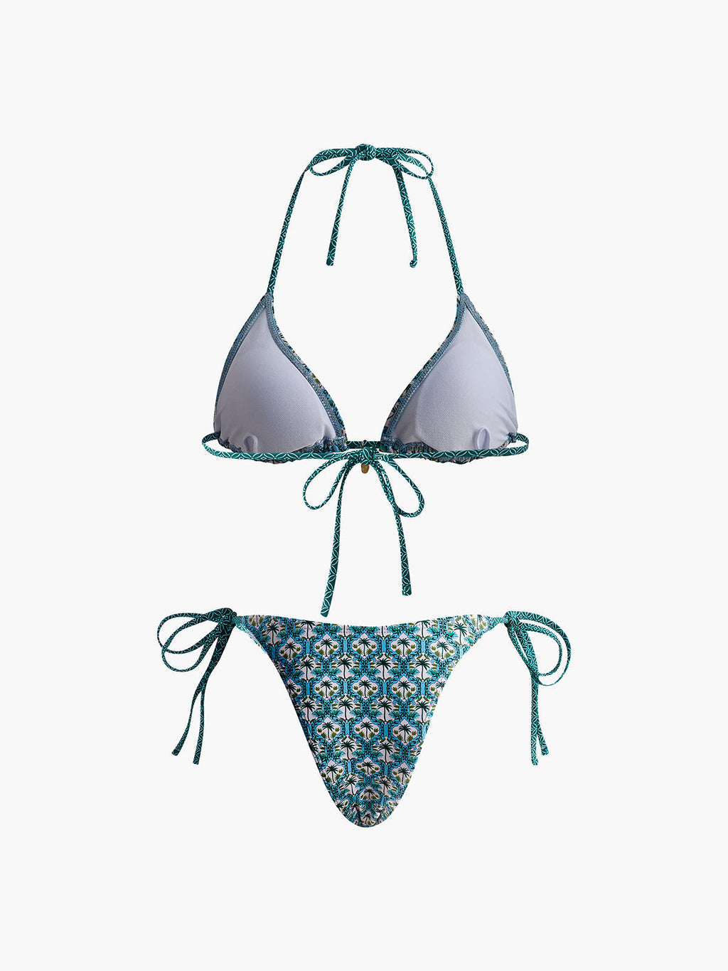 Baskılı Dantelli Bikini Takımı