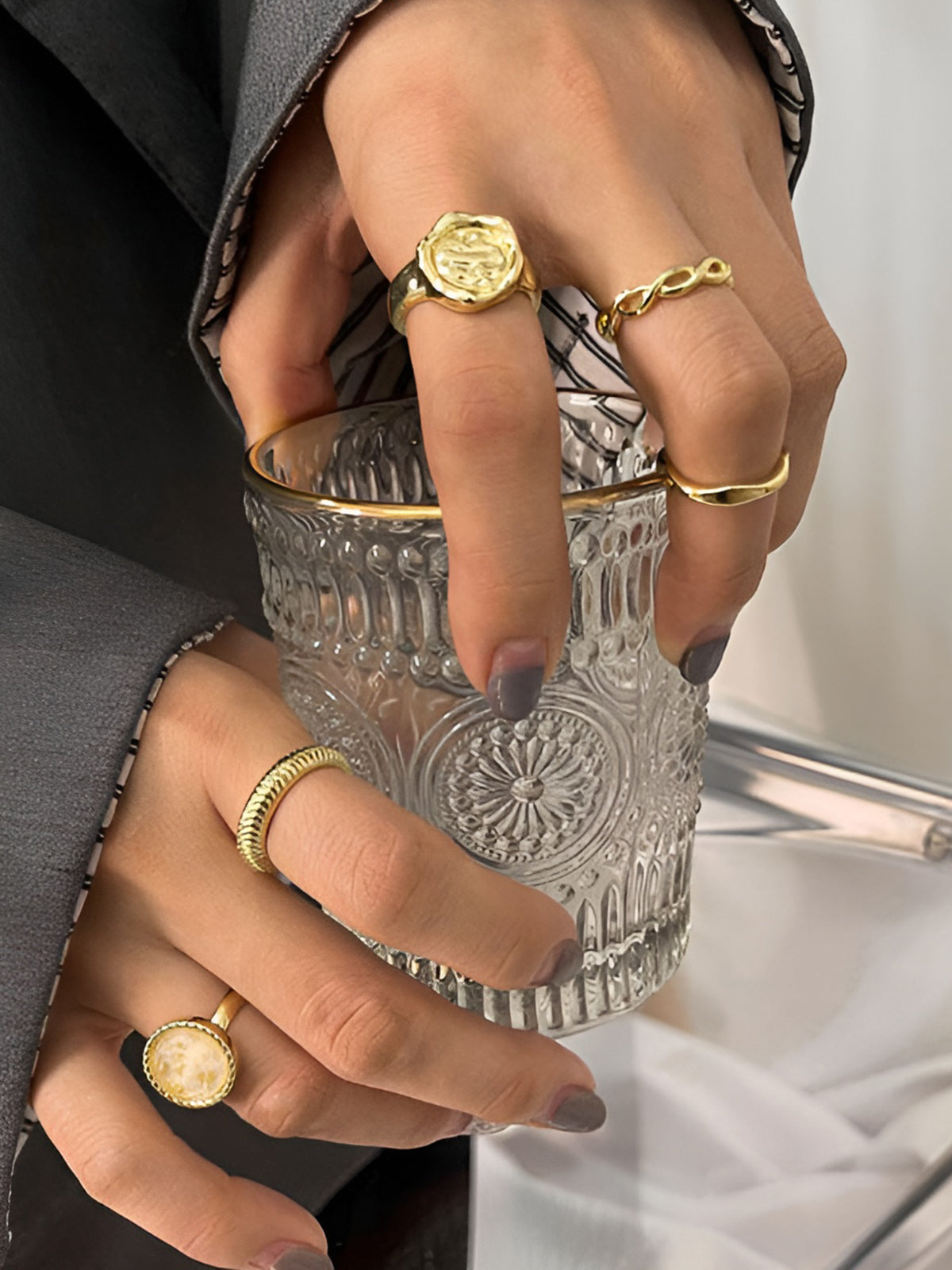 5 adet High-End Altın Çember Yüzük