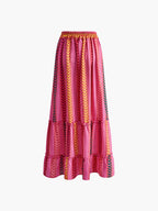 Boho Baskılı İpli Fırfırlı Etek