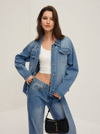 Yaka Cep Denim Ceket