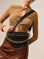 Zincir Dekor Fermuarlı Omuz Çantası