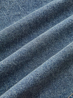 Kontrast Yaka Piping Jean Ceket