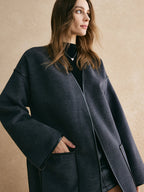 Retro Piping Kemerli Belden Lazer Kesim Ceket