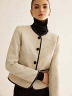 Şık Kontrast Kenar Blazer