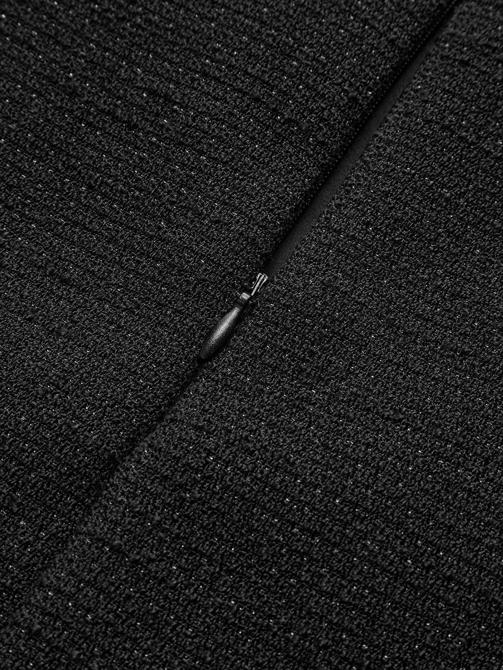 Tweed Çiçekli Boncuklu Fermuarlı Etek