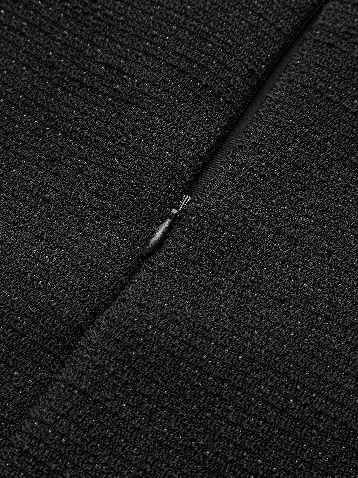 Tweed Çiçekli Boncuklu Fermuarlı Etek