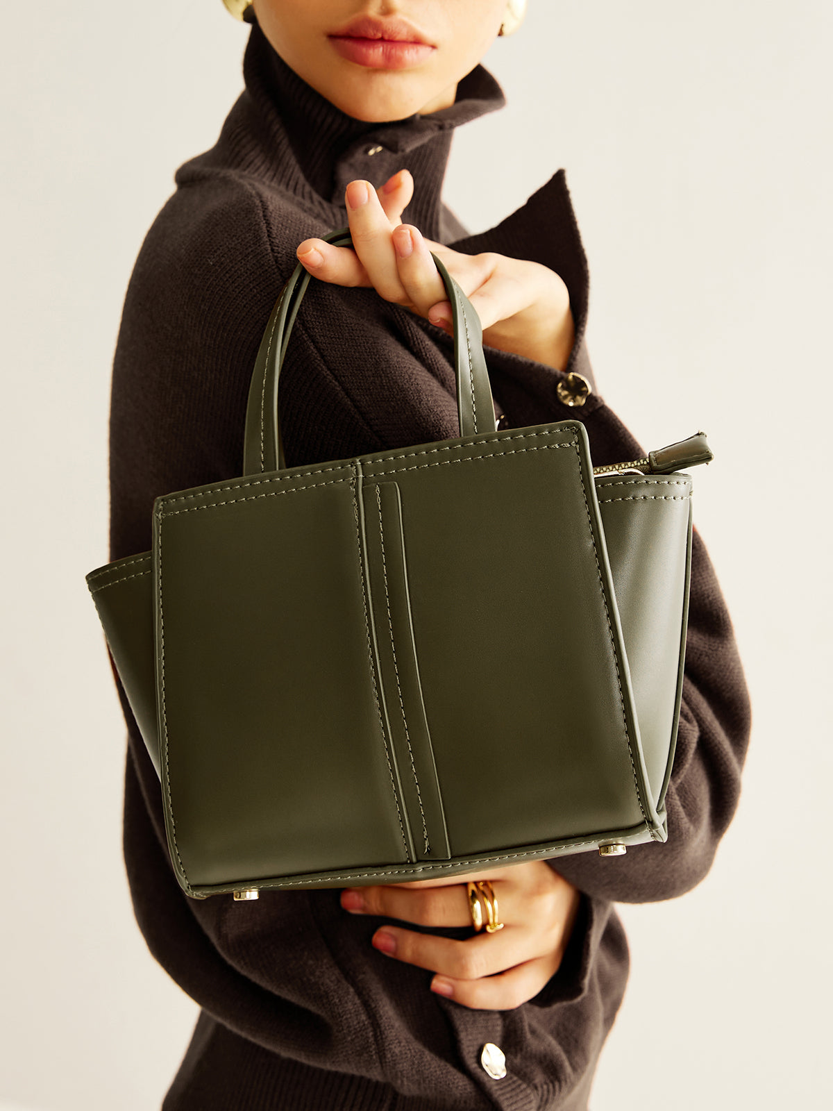 Vintage İki Yönlü Fermuarlı Çanta