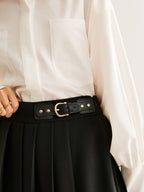 Çok Yönlü Kemer Tokalı Plise Etek