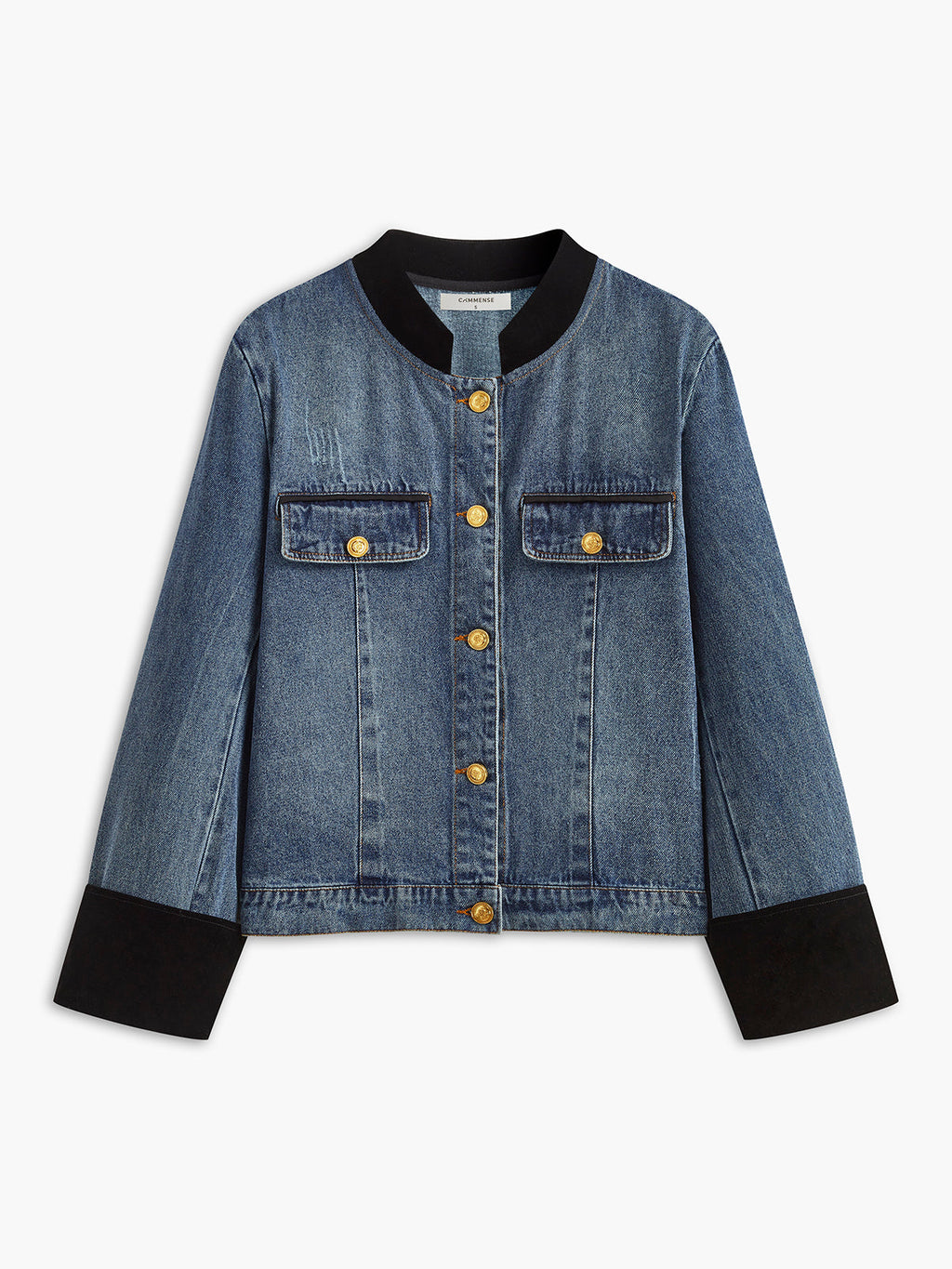Kadife Panelli Denim Ceket