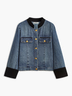 Kadife Panelli Denim Ceket