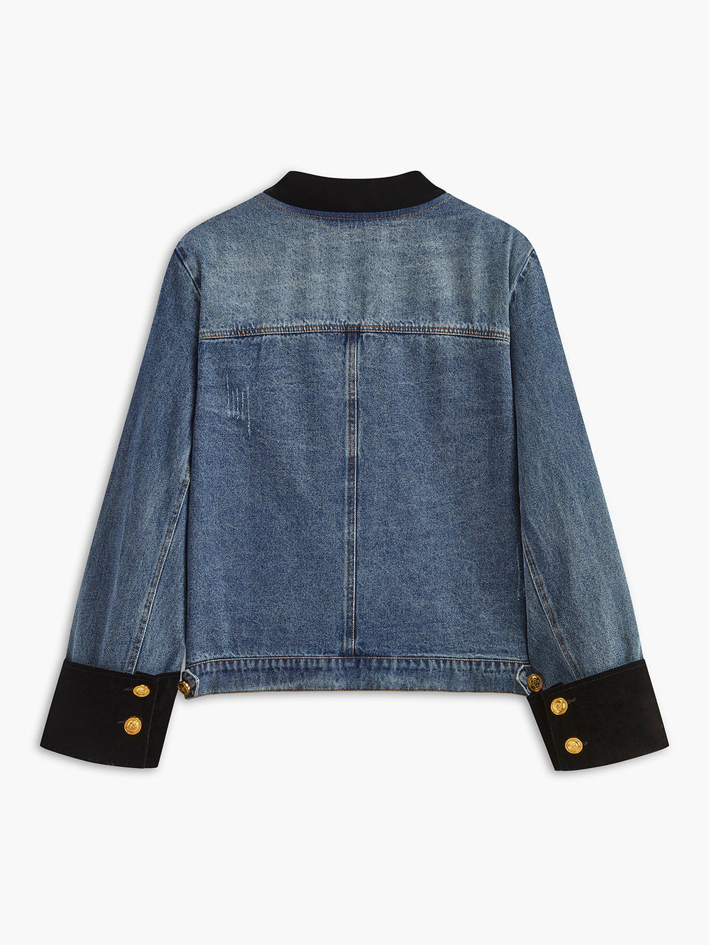 Kadife Panelli Denim Ceket