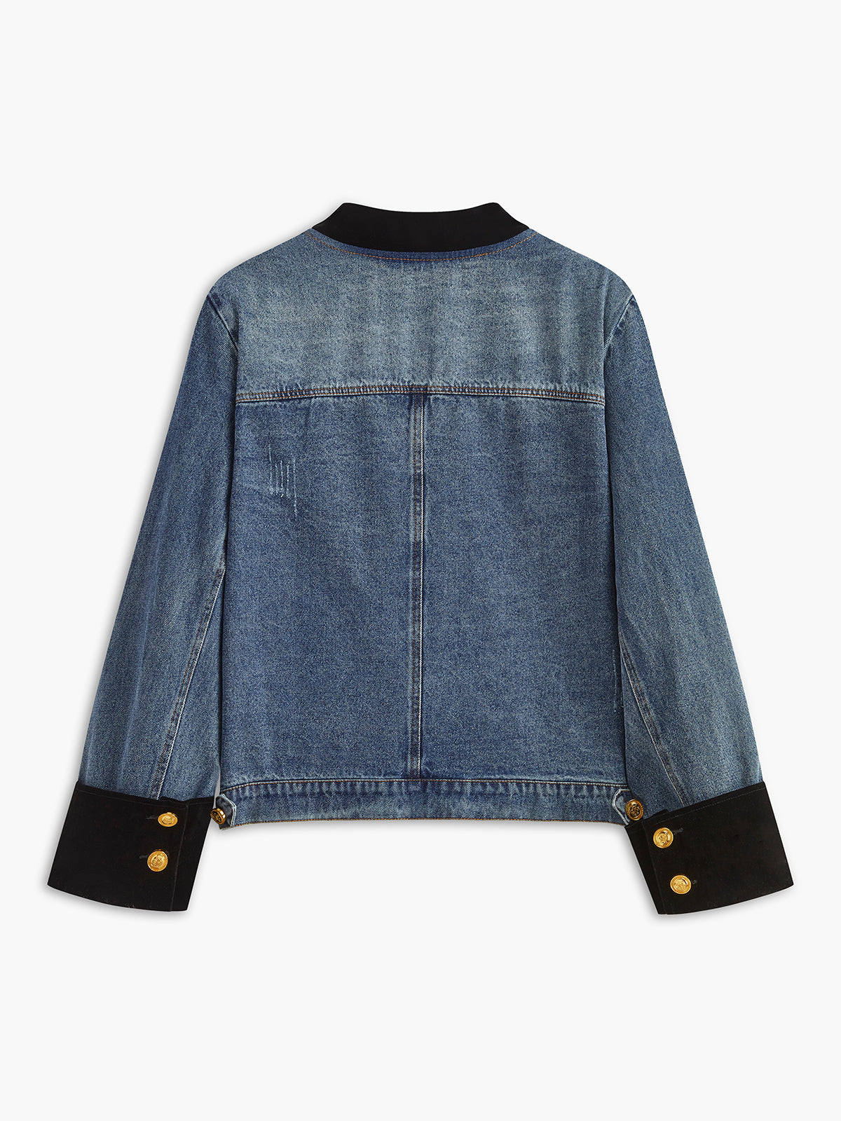 Kadife Panelli Denim Ceket