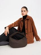 Yuvarlak Dokuma Düğümlü Süet Çanta