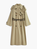 Sade Slim Kemerli Uzun Trençkot