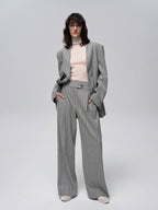Yün Karışımı Çizgili Tweed Pantolon