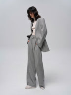 Yün Karışımı Çizgili Tweed Pantolon