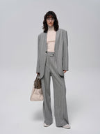 Yün Karışımı Çizgili Tweed Pantolon