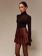 Şık Yarı Şeffaf Skinny Kazak, Rahat Yün Karışımlı Yüksek Yaka