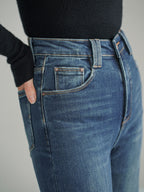 Şık Orta Bel Bootcut Kot Pantolon - Zahmetsiz Stil, Kemer Gerekmiyor!