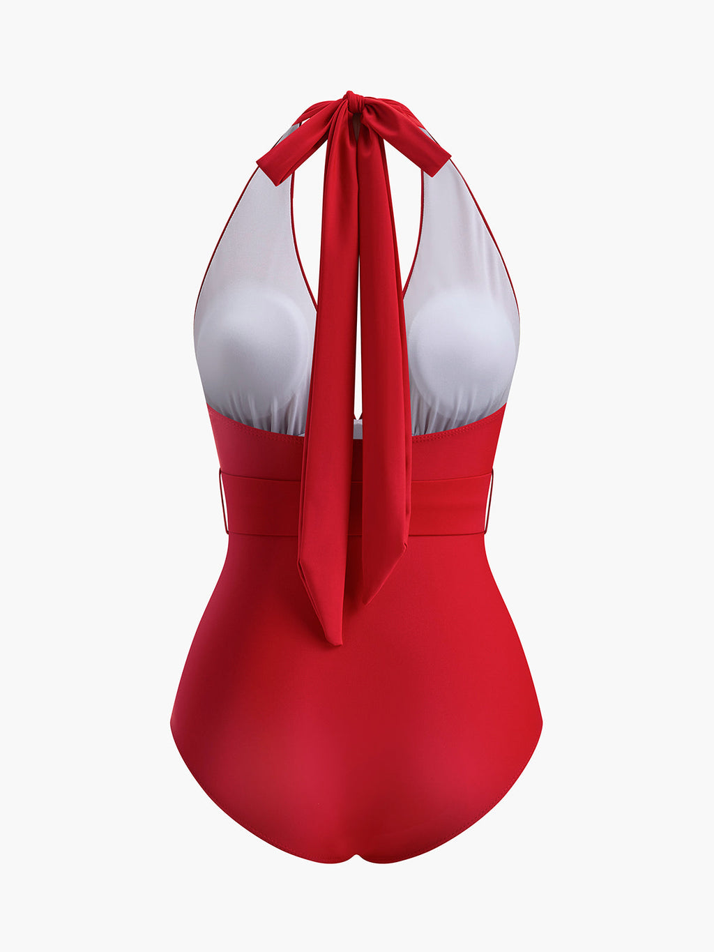 Şık Yarım Halter Yaka Tek Parça Mayo Şık Kemer ile