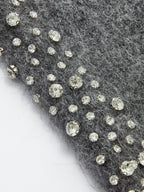 Şık Yün Karışımlı Boncuklu Kazak Yeleği için Şık Katmanlama