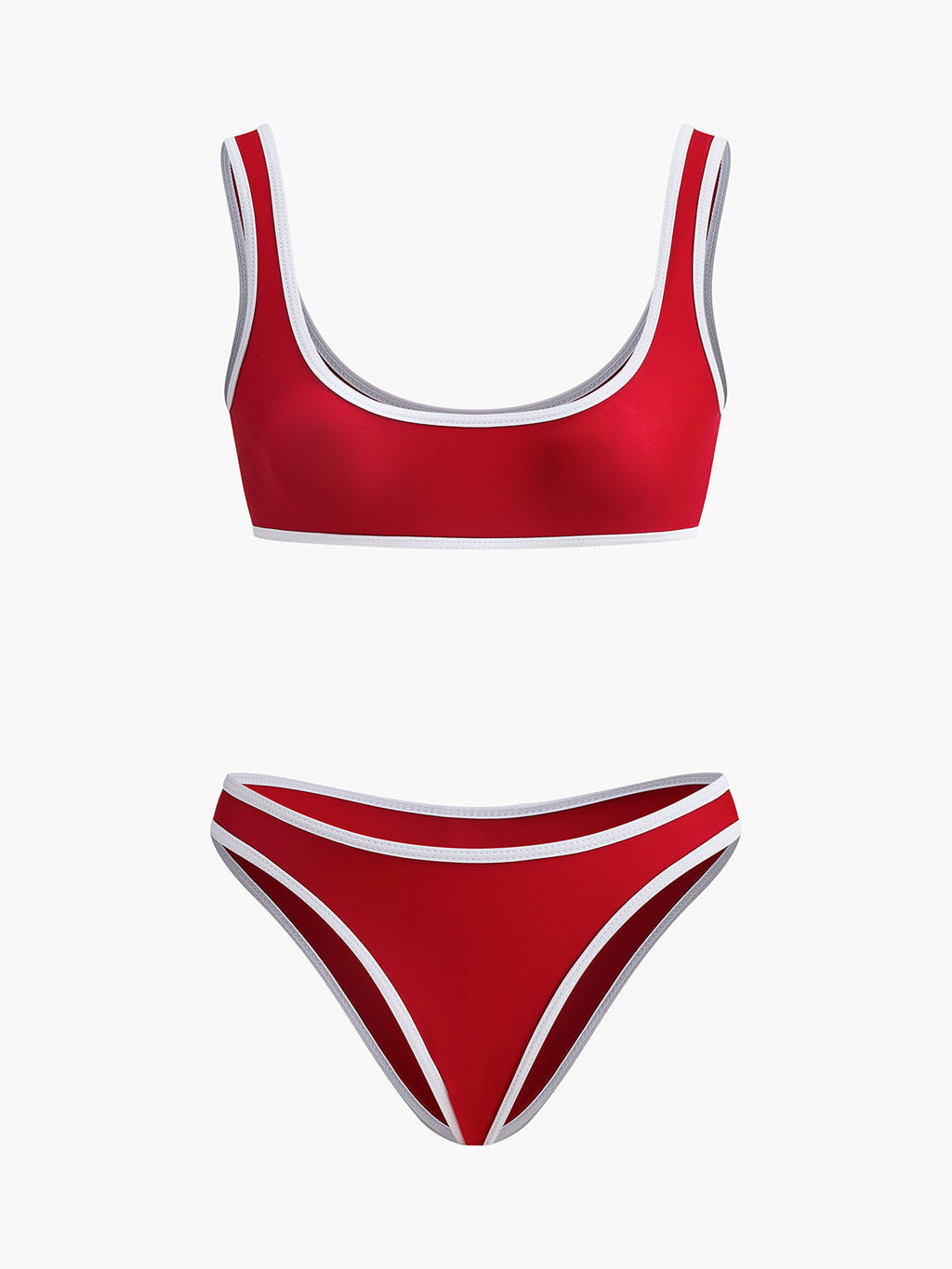 Şık Kontrast Dikişli V Yaka Bikini Takımı